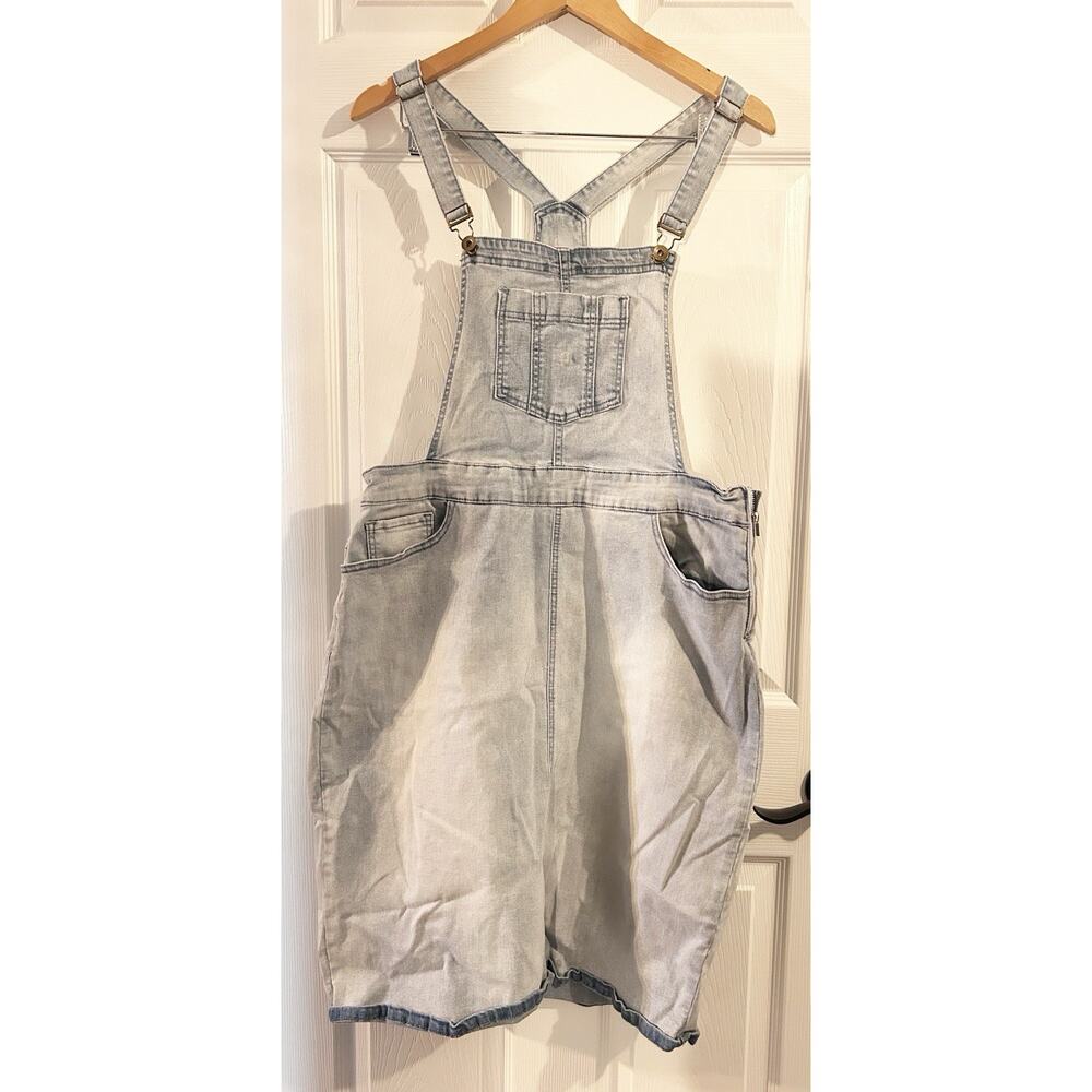 Main Street Exchange Overall Dress Jumper- Bleached Denim